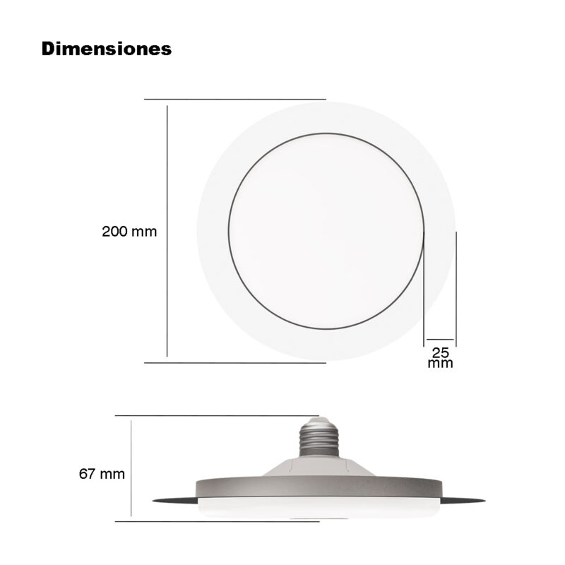PLAFON LED PARA SOCKET E27 18W / 28W / 38W - Imagen 5